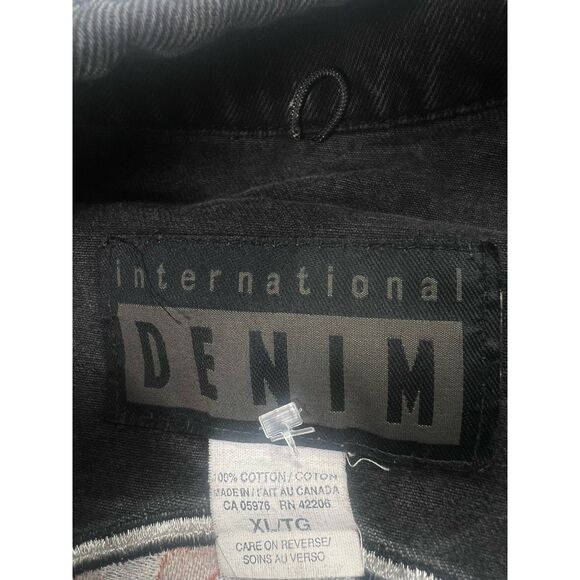 Vintage Two Tone Denim Bomber Embroidered Jacket Q The Sports Club - XL - Picture 3 of 7